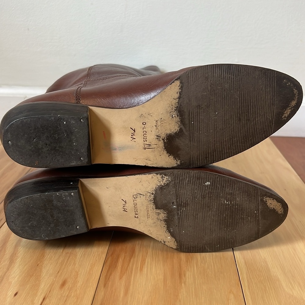 Vintage Nine West Q-Louisa 2 Brown Leather Flat Riding Boots Women’s Size 7.5 - Picture 11 of 14
